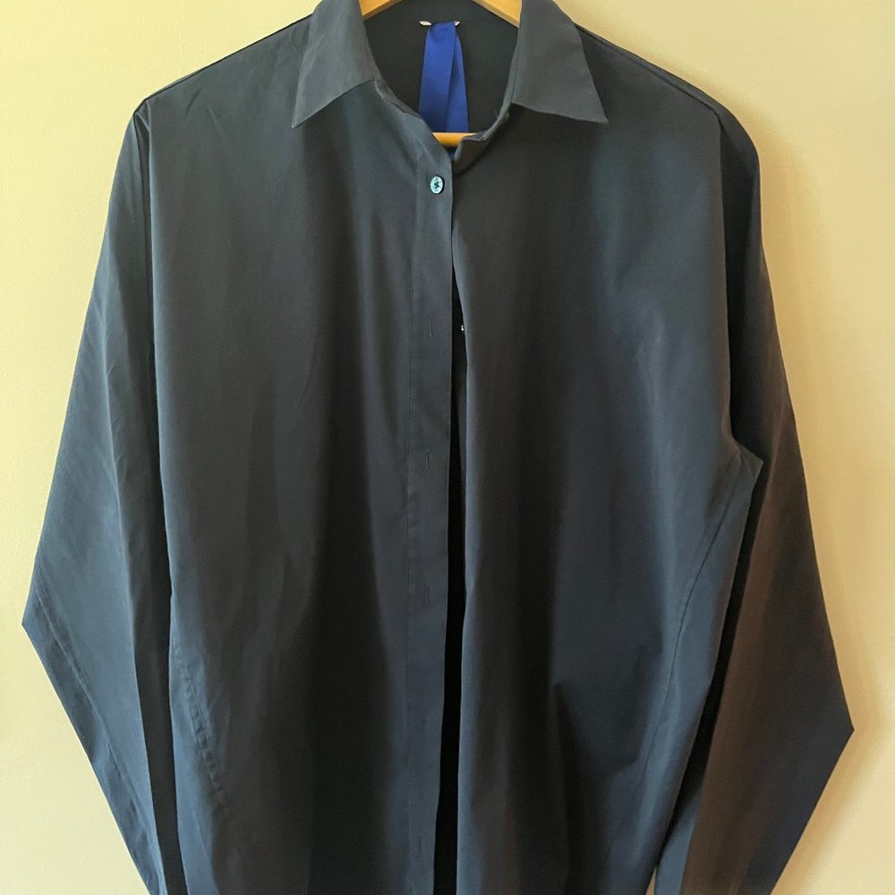 Kit and Ace STUDIO STRETCH BUTTON UP BOYFRIEND FIT Navy Top